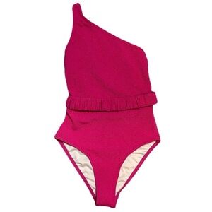 Peony Belted One Shoulder One Piece Swimsuit NWT